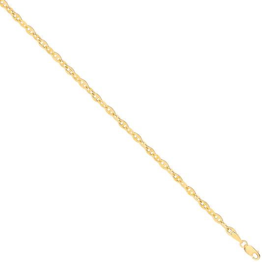 14ct Yellow Gold Hollow Shiny Anchor 3.3mm Chain