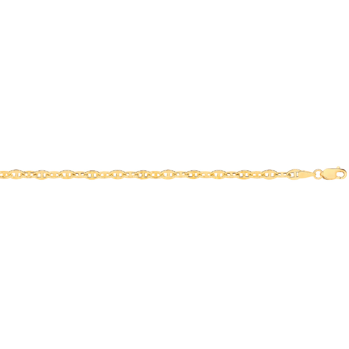 14ct Yellow Gold Hollow Shiny Anchor 3.3mm Chain