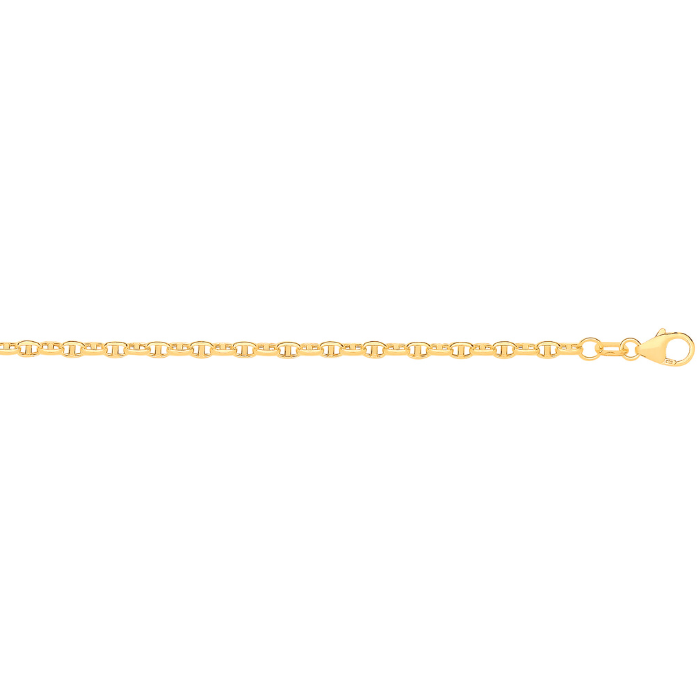 14ct Yellow Gold Hollow Oval Puff Marine 2.7mm Chain