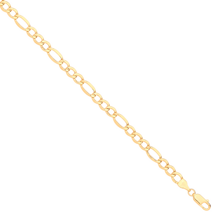 14ct Yellow Gold Hollow Bevelled Figaro 5mm Chain