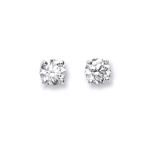 18ct White Gold 1.00ct Claw Set Diamond Stud Earrings