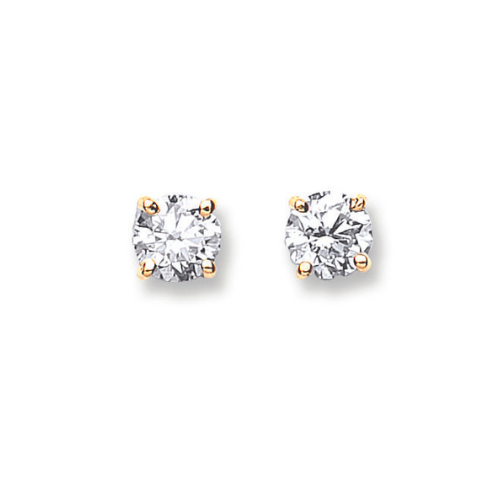 18ct Yellow Gold 1.00ct Claw Set Diamond Stud Earrings