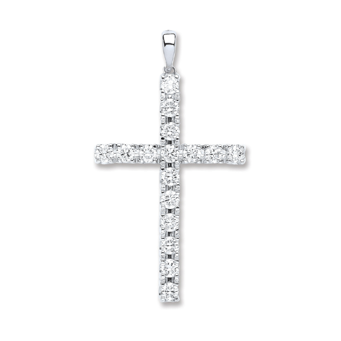 18ct White Gold 1.70ct Diamond Cross Pendant