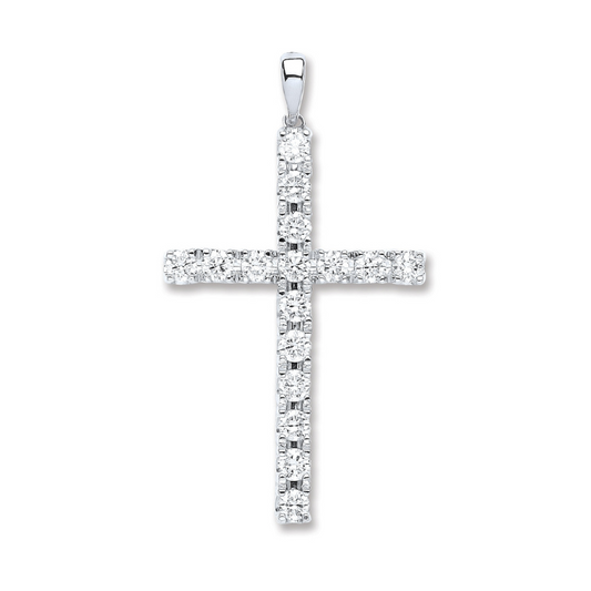 18ct White Gold 1.70ct Diamond Cross Pendant