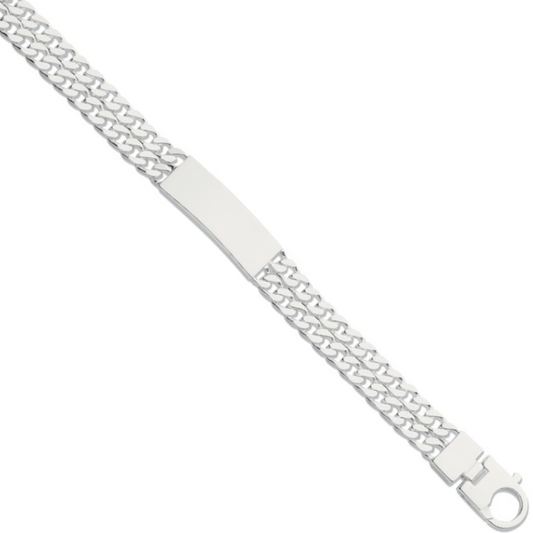 Silver Double Curb Link ID Bracelet