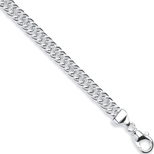 Silver 7.5mm Double Tight Link Curb Bracelet