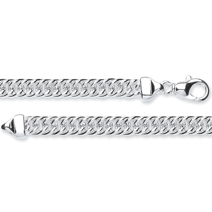 Silver 7.5mm Double Tight Link Curb Bracelet