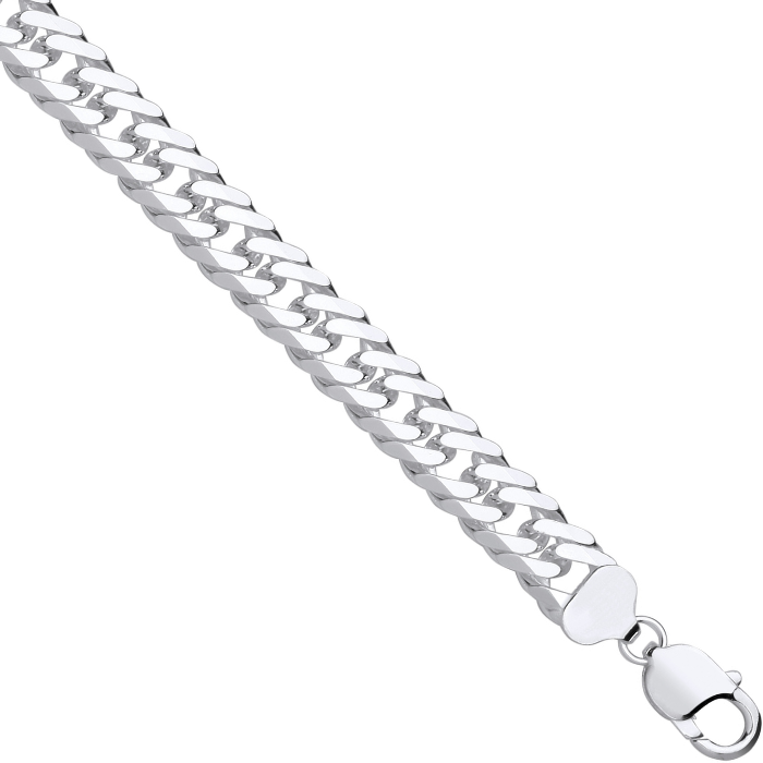 Silver 11mm Double Curb Bracelet