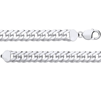 Silver 11mm Double Curb Bracelet