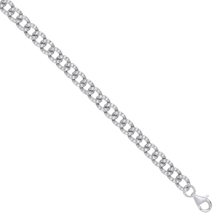 Silver CZ Curb 6.4mm Bracelet