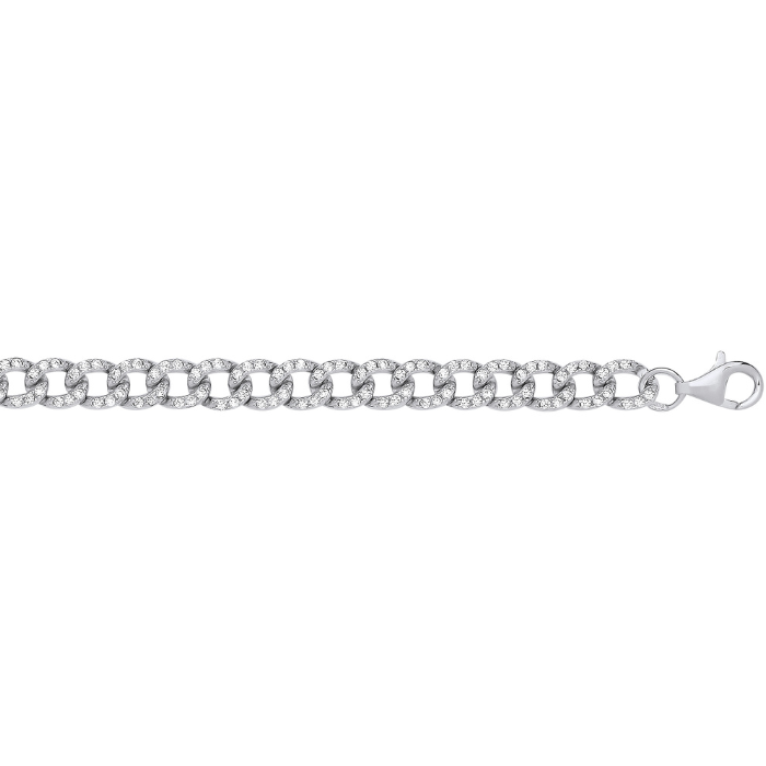 Silver CZ Curb 6.4mm Bracelet