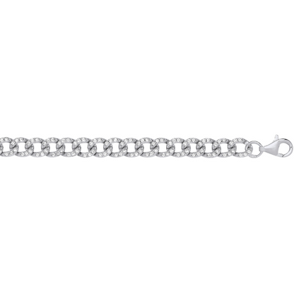 Silver CZ Curb 6.4mm Bracelet