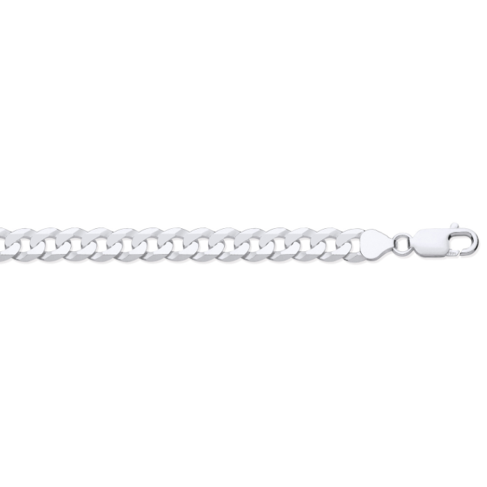 Silver 8mm Economy Flat Curb Chain