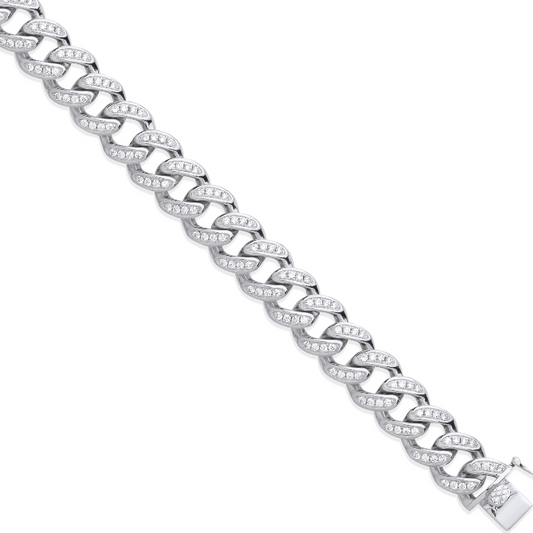 Silver 12mm CZ Curb Chain