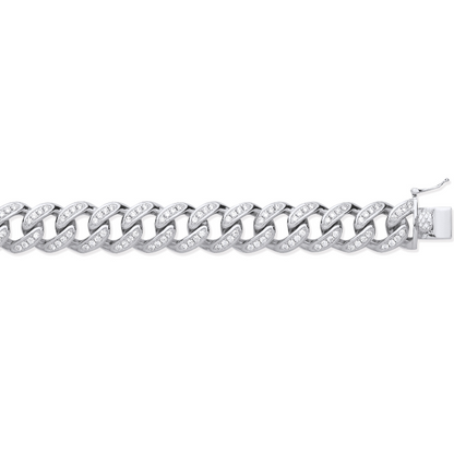 Silver 12mm CZ Curb Chain