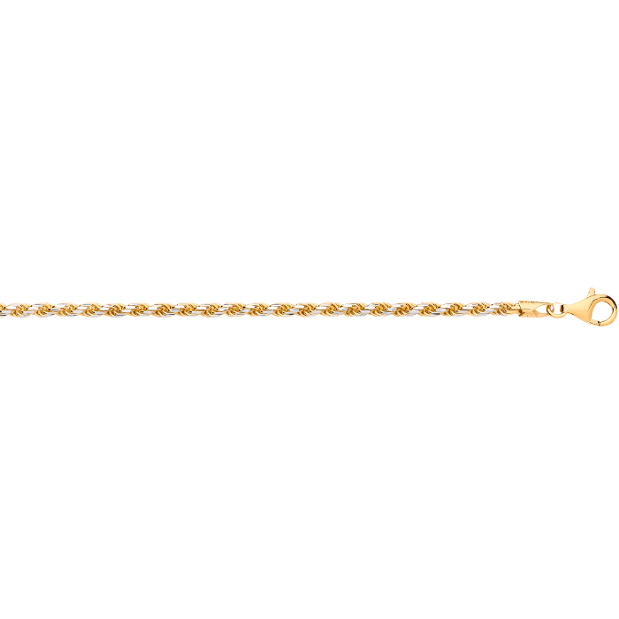 Gold Plated Silver 2.8mm Rope Chain White Tips