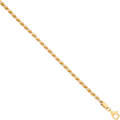 Gold Plated Silver 3.8mm Rope Chain White Tips