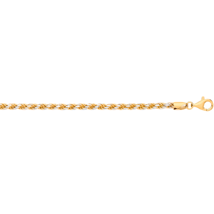 Gold Plated Silver 3.8mm Rope Chain White Tips