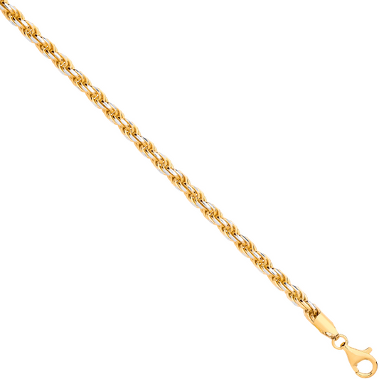 Gold Plated Silver 4.6mm Rope Chain White Tips