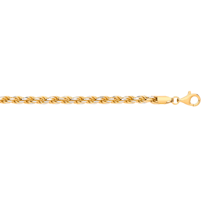 Gold Plated Silver 4.6mm Rope Chain White Tips