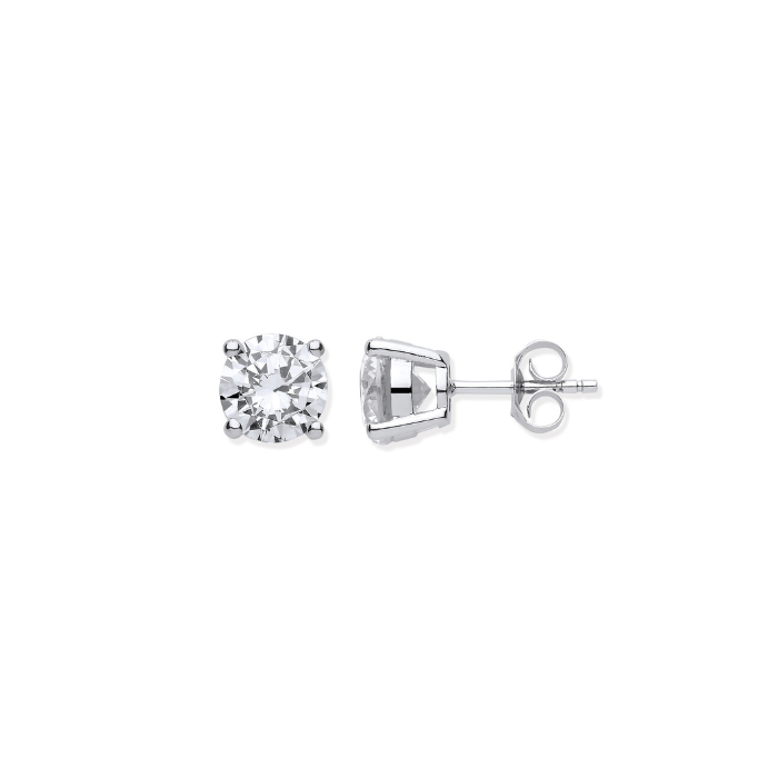 Silver Brilliant Cut Cz 8mm Claw Set Studs