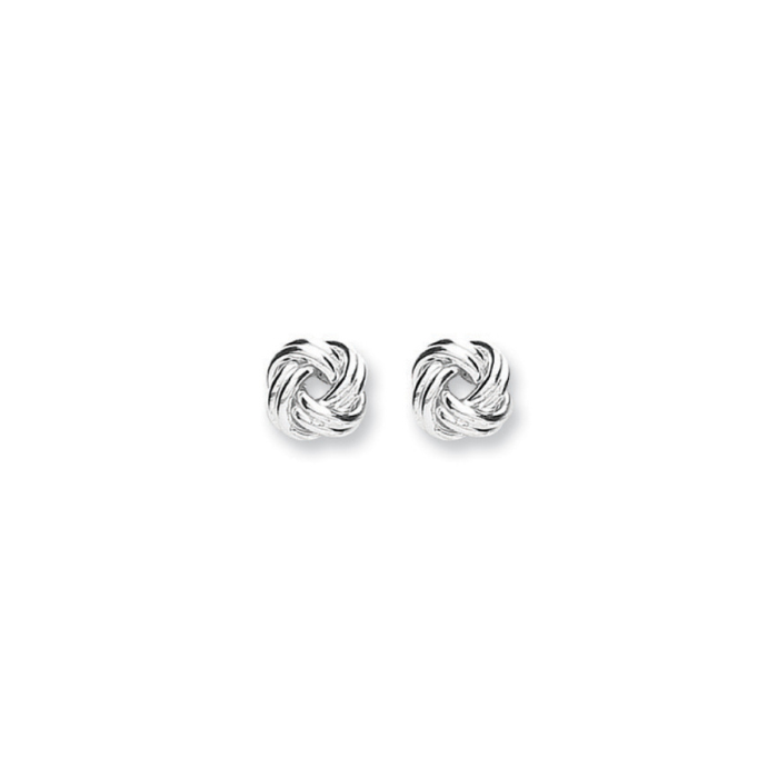 Silver 8.3mm Knot Stud Earrings