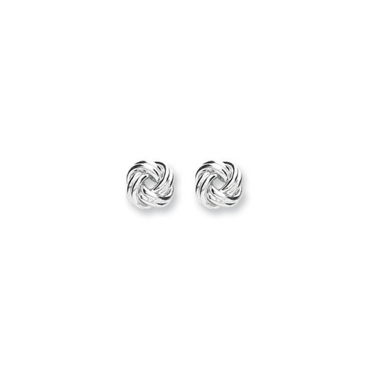Silver 8.3mm Knot Stud Earrings