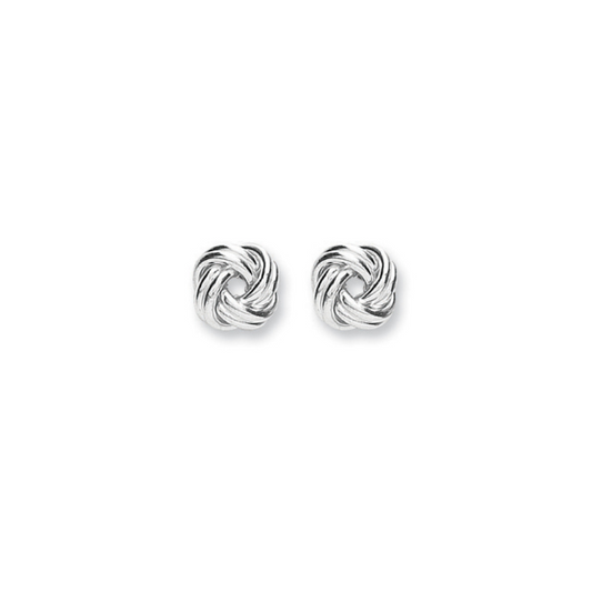 Silver 9.6mm Knot Stud Earrings