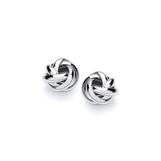 Silver 11mm Knot Stud Earrings