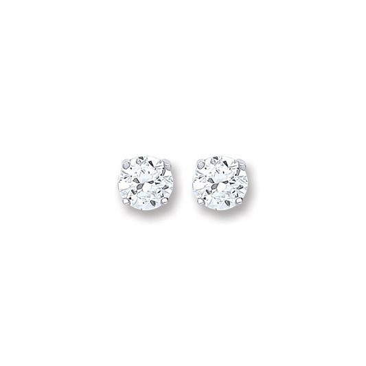 Silver Brilliant Cut Cz 4mm Claw Set Studs