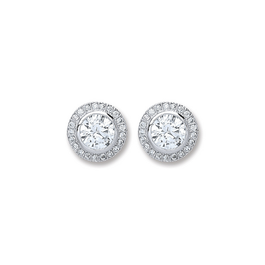 Silver 10mm Round Cz Stud Earrings