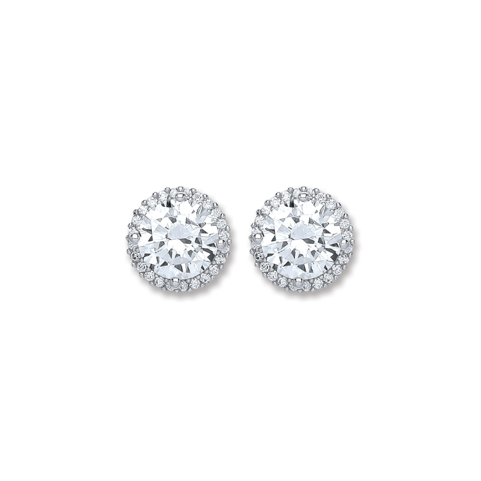 Silver 12mm Round Cz Stud Earrings