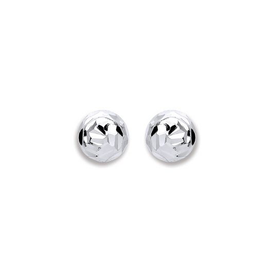 Silver 6mm Disco Half Ball Earrings