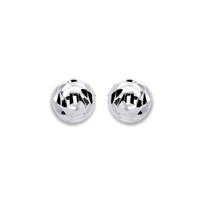 Silver 8mm Disco Half Ball Earrings