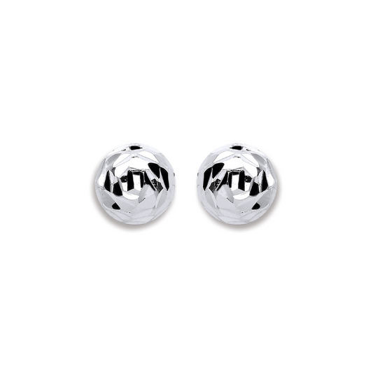 Silver 8mm Disco Half Ball Earrings