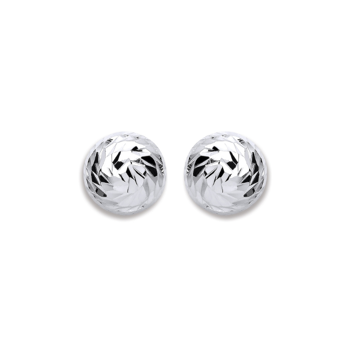 Silver 10mm Disco Half Ball Earrings