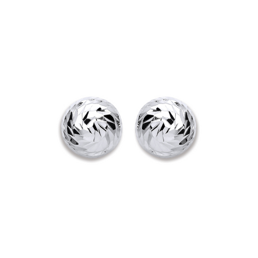 Silver 10mm Disco Half Ball Earrings