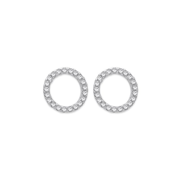 Silver CZ Circle of Life Stud Earrings