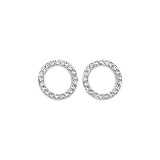Silver CZ Circle of Life Stud Earrings