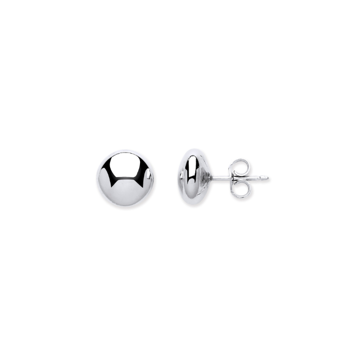 Silver 10mm Button Stud Earrings