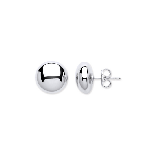 Silver 13mm Button Stud Earrings