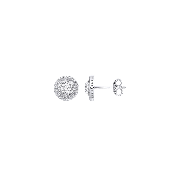 Silver Round 8mm Stud CZ Earrings