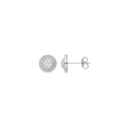 Silver Round 8mm Stud CZ Earrings