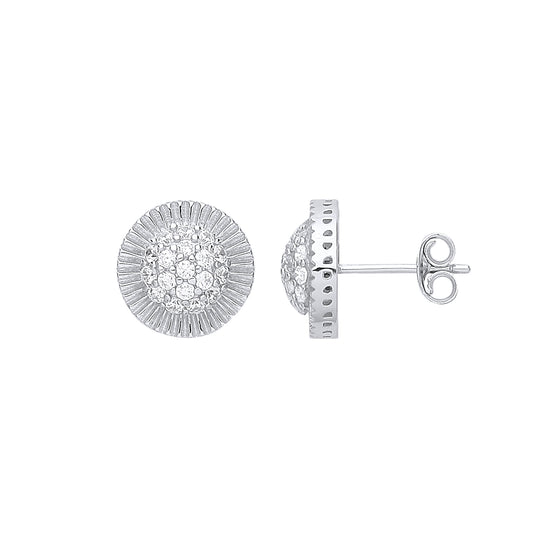 Silver Round 11mm Stud CZ Earrings