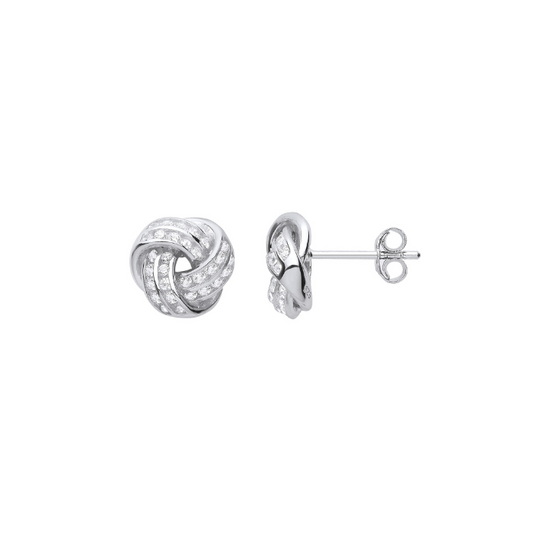 Silver CZ Knot Stud Earrings