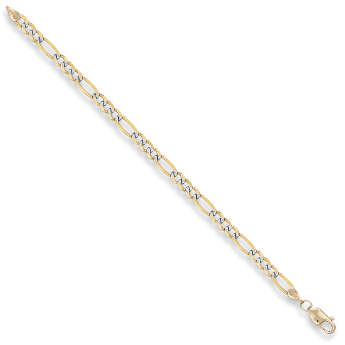 Yellow Gold Rhodium Plated 3.7mm Figaro Chain