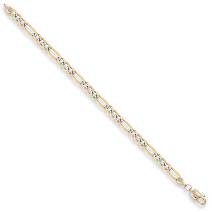 Yellow Gold Rhodium Plated 3.7mm Figaro Chain