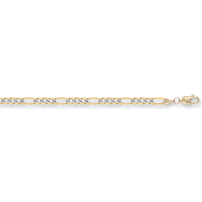 Yellow Gold Rhodium Plated 3.7mm Figaro Chain