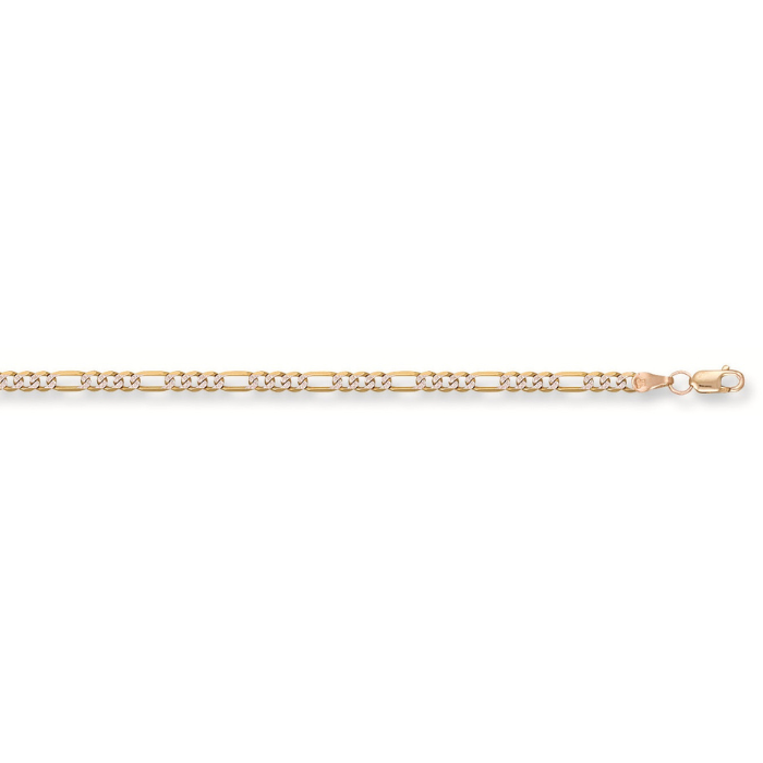 Yellow Gold Rhodium Plated 3.2mm Figaro Chain