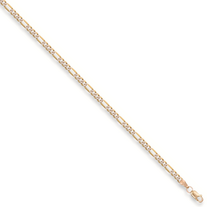 Yellow Gold Rhodium Plated 3.2mm Figaro Chain